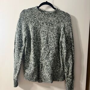 Ann Taylor Men's Marled Black and White Crewneck Sweater